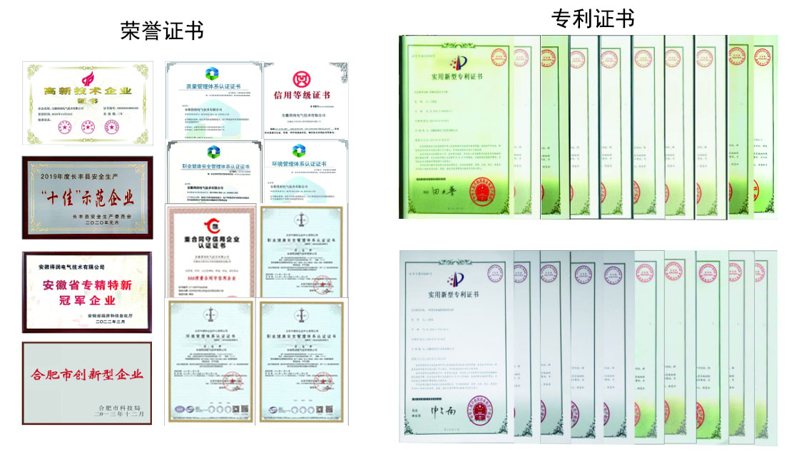 得潤電氣榮譽資質與專利證書 得潤電氣榮譽資質與專利證書